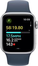 Smartwatch Apple Watch SE (2023) GPS + Cellular 40mm Silver Aluminium Case with Storm Blue Sport Band - M/L (MRGM3) - obraz 6
