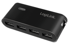 USB-хаб Logilink на 4 USB 2.0 порти з блоком живлення чорний (4052792004410) - зображення 1