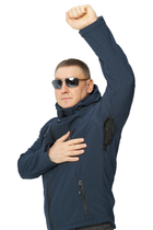 Костюм мужской демисеонный Soft shel на флисе темно синий меланж 46 брюки куртка с капюшоном воддонепроницаемый и ветронепродуваемый защита от непогоды - изображение 4