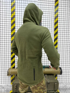Мужская флисовая кофта с капюшоном олива размер 3XL - изображение 5