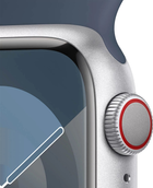 Smartwatch Apple Watch Series 9 GPS + Cellular 41mm Silver Aluminium Case with Storm Blue Sport Band - S/M (MRHV3) - obraz 3