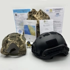 Каска шлем кевларовая военная тактическая Производство Украина ОБЕРІГ R (чёрный)клас 1 ДСТУ NIJ IIIa + кавер - изображение 1