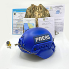 Каска шолом для військових журналістів кевларова Виробництво Україна ОБЕРІГ F2(синій)клас 1 ДСТУ NIJ IIIa - зображення 1
