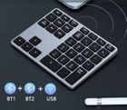 Тонкая беспроводная алюминиевая цифровая клавиатура 2в1 BOW с Bluetooth для Mac, Windows 35 клавиш аккумуляторная перезаряжающая Gray - изображение 3