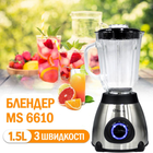 Блендер с кофемолкой 2 в 1 Domotec MS-6610 1000Вт, Серебристо-черный (НФ-00005280)