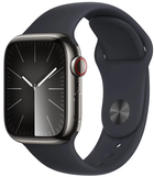 Smartwatch Apple Watch Series 9 GPS + Cellular 41mm Graphite Stainless Steel Case with Midnight Sport Band - S/M (MRJ83) - obraz 1