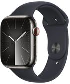 Smartwatch Apple Watch Series 9 GPS + Cellular 45mm Graphite Stainless Steel Case with Midnight Sport Band - S/M (MRMV3) - obraz 1