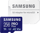 Карта пам'яті Samsung PRO Plus microSDXC 256GB UHS-I U3 V30 A2 + SD адаптер (MB-MD256SA/EU) - зображення 1
