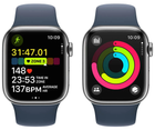 Смарт-годинник Apple Watch Series 9 GPS + Cellular 45mm Silver Stainless Steel Case with Storm Blue Sport Band - S/M (MRMN3) - зображення 7