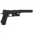 Страйкбольный пистолет G6A Galaxy Colt M1911 Hi-Capa с глушителем и прицелом металл чёрный