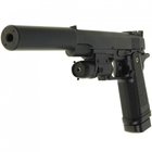 G6A Страйкбольний пістолет Galaxy Colt M1911 Hi-Capa з глушником та прицілом метал чорний - зображення 4