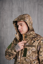 Водонепроникна Куртка піксель чоловіча тактична Soft shell демісезонна (на блискавці з капюшоном) XL - зображення 9
