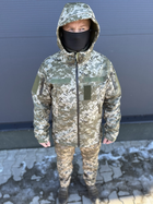Водонепроницаемая Куртка пиксель мужская тактическая Soft shell демисезонная (на молнии с капюшоном) 2XL - изображение 10