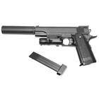 G6A Страйкбольний пістолет Galaxy Colt M1911 Hi-Capa з глушником і прицілом метал чорний - зображення 3