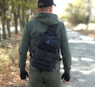Однолямковий тактичний рюкзак Tactic міський військовий рюкзак 15 л Чорний (ta15-black) - зображення 3