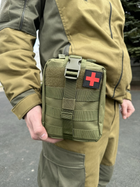 Аптечка подсумок на пояс c molle военная сумка - подсумок аптечка Tactic тактическая армейская аптечка Олива (1025-olive) - изображение 3