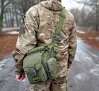 Универсальная тактическая сумка через плечо Tactic однолямочная военная сумка Олива (863-olive) - изображение 4
