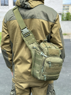 Універсальна тактична сумка на 20 л плечова військова сумка Tactic однолямкова сумка Олива (NB20-olive) - зображення 6