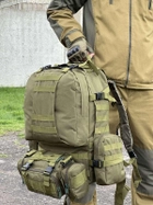 Тактический штурмовой рюкзак с подсумками Tactic военный рюкзак 55 литров Олива (1004-olive) - изображение 7