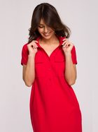 Sukienka koszulowa damska midi BeWear B222 1130317 S Czerwona (5903887655149) - obraz 3