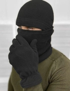 Комплект флісовий з шапки, баффа та рукавичок тактичний для армії ЗСУ чорного кольору - зображення 1