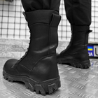 Утепленные Берцы из натуральной кожи черные / Водонепроницаемые ботинки с меховой подкладкой размер 39 - изображение 3