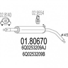 Глушитель средний MTS 0180670 Volkswagen Polo; Skoda Fabia; Seat Ibiza, Cordoba 60D253209P, 6Q0253209, 6Q0253209A