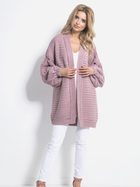 Kardigan damski z bufiastymi rękawami Fobya Cardigan F705 L-XL Różowy (5902553679038)