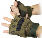 Тактические безпалые перчатки армейские Tactic военные перчатки с защитой костяшек размер ХЛ цвет Олива (oakley-olive-xl) - изображение 3