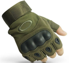 Тактические безпалые перчатки армейские Tactic военные перчатки с защитой костяшек размер Л цвет Олива (oakley-olive-L) - изображение 4