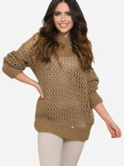 Sweter z golfem damski ażurowy Kamea K.21.617.04 One Size Ciemnobeżowy (5903246744286) - obraz 1