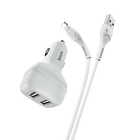 Адаптер автомобильный Hoco Lightning Cable Leader Z36 |2USB, 2.4A| белый