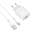 Адаптер мережевий Hoco Micro USB cable Glorious charger set C72Q |1USB, QC3.0/FCP/AFC, 3A, 18W| білий