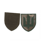 Шеврон патч на липучке Трезубец щит Сухопутные войска, оливковый на пиксельном фоне, 7*8см. - изображение 1