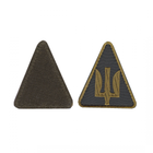 Шеврон патч на липучці Тризуб трикутник Повітряні сили, бронзовий на оливковому фоні, 7*8см. - зображення 1