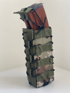 Подсумок для 2 магазинов к пулемету РПК открытого типа M-KET Мультикам двойной военный штурмовой держатель с пластиковыми вставками на MOLLE - изображение 1