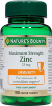 Suplement diety Nature's Bounty Zinc Maximum Strength 25mg 100 Tablets (74312004247) - obraz 1