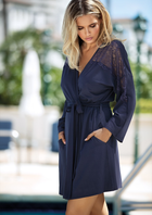 Szlafrok DKaren Fibi L Navy Blue (5903251370104) - obraz 1