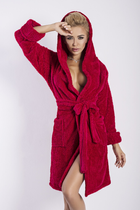 Халат жіночий теплий з капюшоном DKaren Plus Size Diana 7XL Raspberry (5901780658199) - зображення 1
