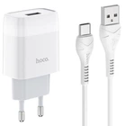 Мережевий зарядний пристрій Hoco C72A + кабель Type-C Glorious Single Port Charger 1USB 2.1A White