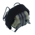 Тактичні навушники Earmor М31 + кріплення на шолом OPS Core чебурашка Оливковий (900891) Kali - зображення 7