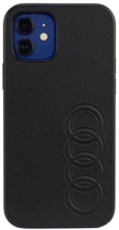 Etui plecki Audi Synthetic Leather do Apple iPhone 12/12 Pro Black (6955250226349)