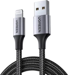 Кабель Ugreen US199 USB 2.0 to Lightning 2.4A 2 м в обплетенні Black (60158_WV)