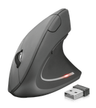 Мышь беспроводная Trust Verto Ergonomic, Black, USB (2.4GHz), оптическая, 800/1200/1600 dpi, 6 кнопок, в эргономичном вертикальном исполнении, гнездо для хранения микроприемника 2xAAA (22879)