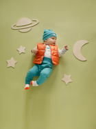 Демісезонна шапка дитяча Pinokio Orange Flip Bonnet 40-42 см Turquoise (5901033307560) - зображення 4