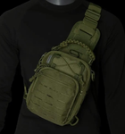 Сумка-рюкзак тактична однолямкова MHZ ZE014, олива - зображення 3