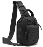 Сумка-рюкзак тактическая однолямочная MHZ ZE014, черная - изображение 1