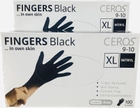 Нітрилові рукавички CEROS Fingers Black Розмір ХL 100шт/уп. Чорні - изображение 1