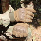 Плотные зимние перчатки на меху с усиленными накладками и прорезиненными ладонями койот размер L - изображение 2