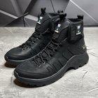 Мужские кожаные Ботинки на меху черные / Зимняя обувь на резиновой подошве размер 44 - изображение 2